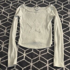 Chicwish Women's Cream Ribbed Star Top